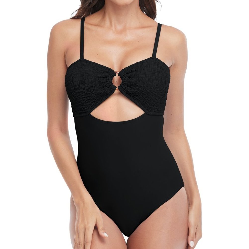 NWT Charmo | Black Round-Keyhole Cutout One-Piece - XL